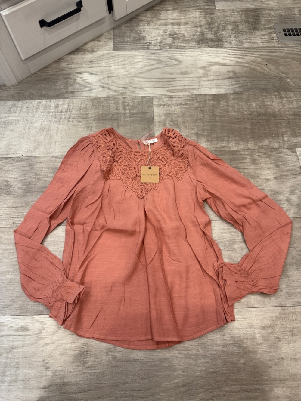 Blu Pepper Lace Long Sleeve Blouse